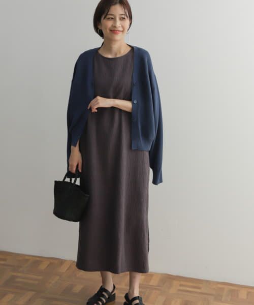 ＊＊URBAN RESEARCH DOORS / アーバンリサーチ ドアーズ ワンピース | コットンラップライクストレートワンピース（CHARCOAL）