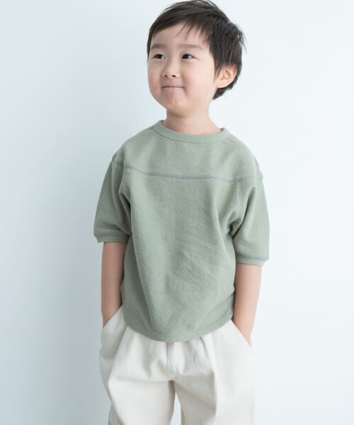 ＊＊URBAN RESEARCH DOORS / アーバンリサーチ ドアーズ トップス | 『親子リンク』スラブインレイ切替プルオーバー(KIDS)（L/KHAKI）