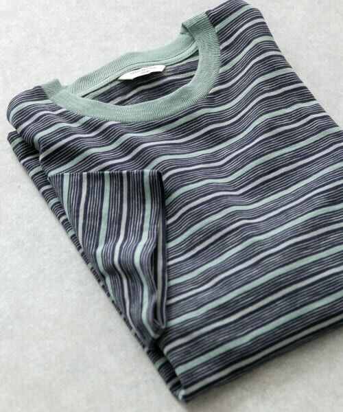 ＊＊URBAN RESEARCH DOORS / アーバンリサーチ ドアーズ Tシャツ | スラブボーダーショートスリーブTシャツ（SAGE GREEN）