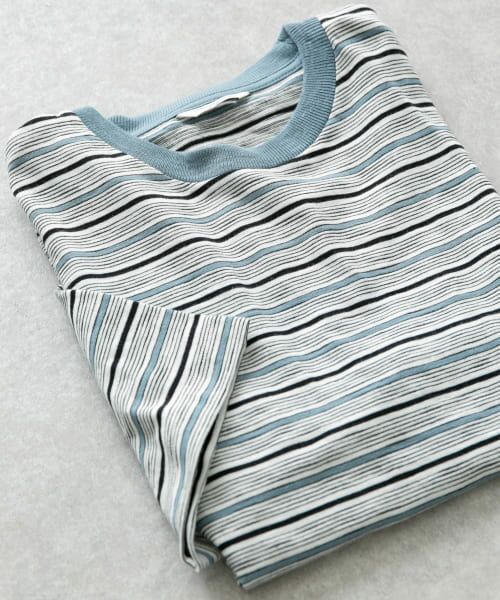 ＊＊URBAN RESEARCH DOORS / アーバンリサーチ ドアーズ Tシャツ | スラブボーダーショートスリーブTシャツ（BLUE）