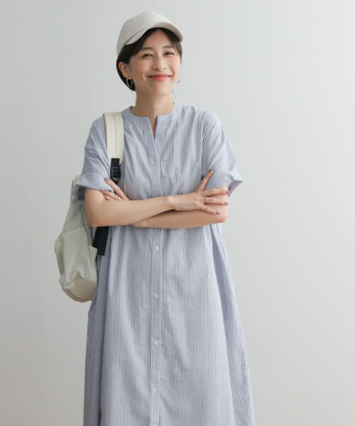 ❤佐藤繊維　新品　素敵な ニットワンピース 七分袖 ストライプ❤ ❤佐藤繊維 新品 素敵な ニットワンピース 七分袖 ストライプ