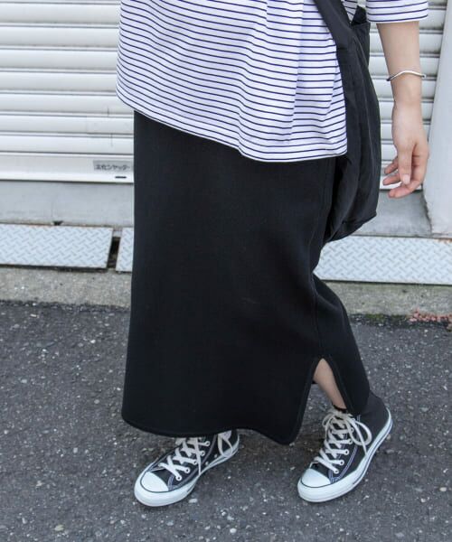 ＊＊URBAN RESEARCH DOORS / アーバンリサーチ ドアーズ スカート | FORK&SPOON　ツイルジャガードニットスカート（BLACK）