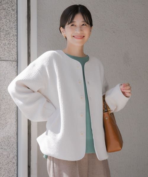 ＊＊URBAN RESEARCH DOORS / アーバンリサーチ ドアーズ ノーカラージャケット | キルトノーカラージャケット（IVORY）