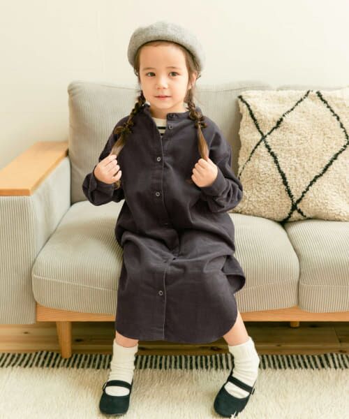 ＊＊URBAN RESEARCH DOORS / アーバンリサーチ ドアーズ ワンピース | 『親子リンク』『UR TECH』コーデュロイシャツワンピース(KIDS)（GRAY）