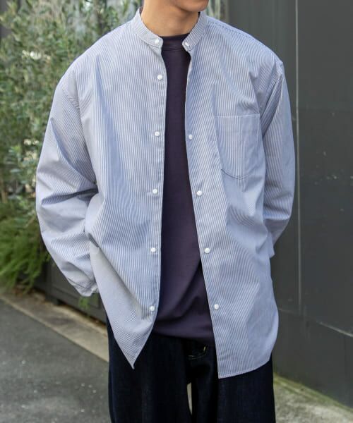 ＊＊URBAN RESEARCH DOORS / アーバンリサーチ ドアーズ シャツ・ブラウス | FORK&SPOON　TCブロードバンドカラーシャツ（BL/STRIPE）