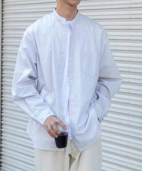 ＊＊URBAN RESEARCH DOORS / アーバンリサーチ ドアーズ シャツ・ブラウス | FORK&SPOON　TCブロードバンドカラーシャツ（GRAY CHECK）