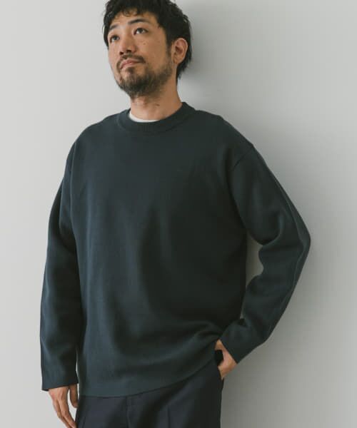 ＊＊URBAN RESEARCH DOORS / アーバンリサーチ ドアーズ ニット・セーター | ダブルフェイスプルオーバー（DARK BLUE）