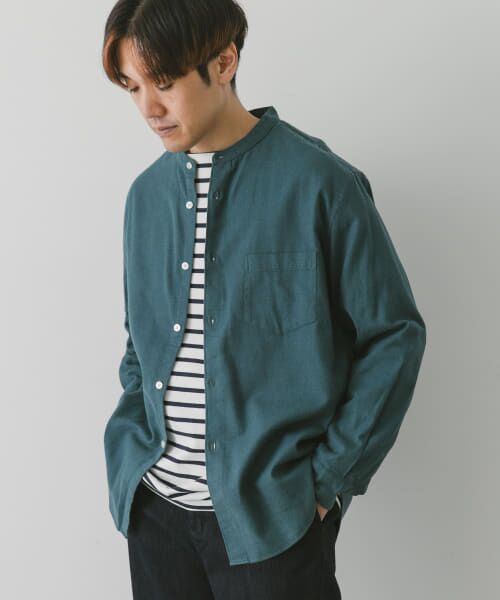 ＊＊URBAN RESEARCH DOORS / アーバンリサーチ ドアーズ シャツ・ブラウス | ビエラバンドカラーシャツ（BLUEGREEN）