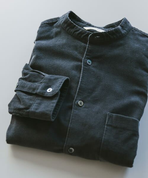＊＊URBAN RESEARCH DOORS / アーバンリサーチ ドアーズ シャツ・ブラウス | コーデュロイバンドカラーシャツ（INK BLACK）