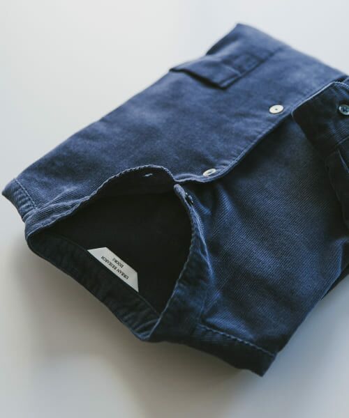 ＊＊URBAN RESEARCH DOORS / アーバンリサーチ ドアーズ シャツ・ブラウス | コーデュロイバンドカラーシャツ（SMOKE BLUE）