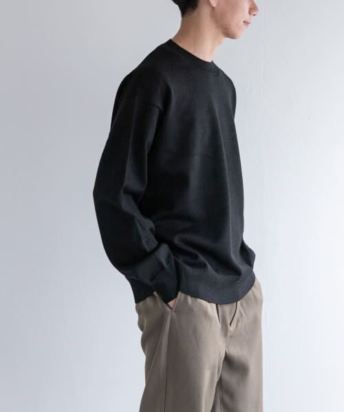 ＊＊URBAN RESEARCH DOORS / アーバンリサーチ ドアーズ ニット・セーター | FORK&SPOON　ウーステッドヤーンクルーネックニット（BLACK）