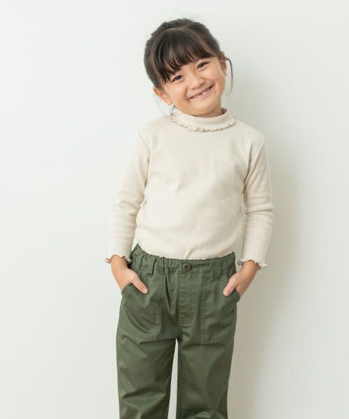 ＊＊URBAN RESEARCH DOORS / アーバンリサーチ ドアーズ トップス | メローフリルリブタートルネックTシャツ(KIDS)（IVORY）