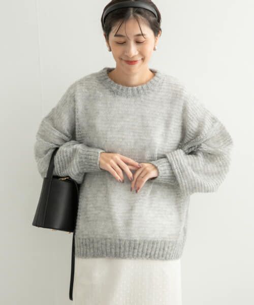 ＊＊URBAN RESEARCH DOORS / アーバンリサーチ ドアーズ ニット・セーター | モヘヤミックスローゲージニット（GRAY）