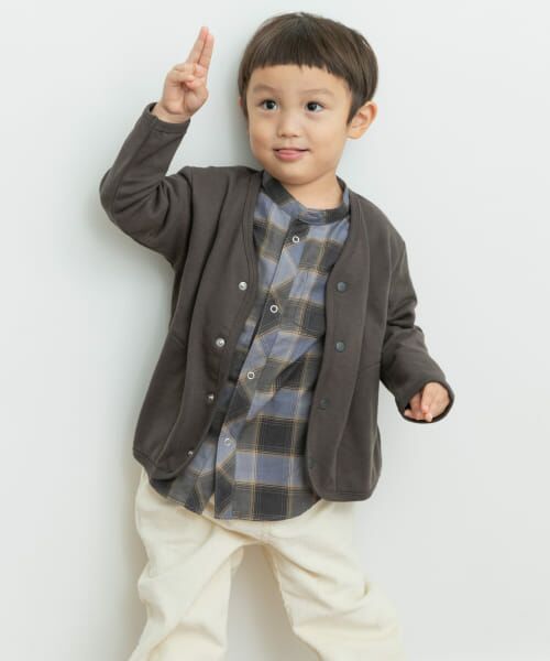 ＊＊URBAN RESEARCH DOORS / アーバンリサーチ ドアーズ トップス | 裏毛Vネックカーディガン(KIDS)（CHARCOAL）