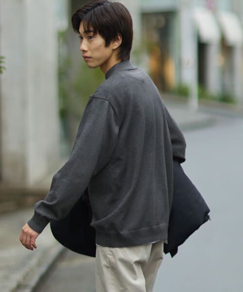 ＊＊URBAN RESEARCH DOORS / アーバンリサーチ ドアーズ ニット・セーター | 『XLサイズあり』ハイゲージモックネックニット（CHARCOAL）