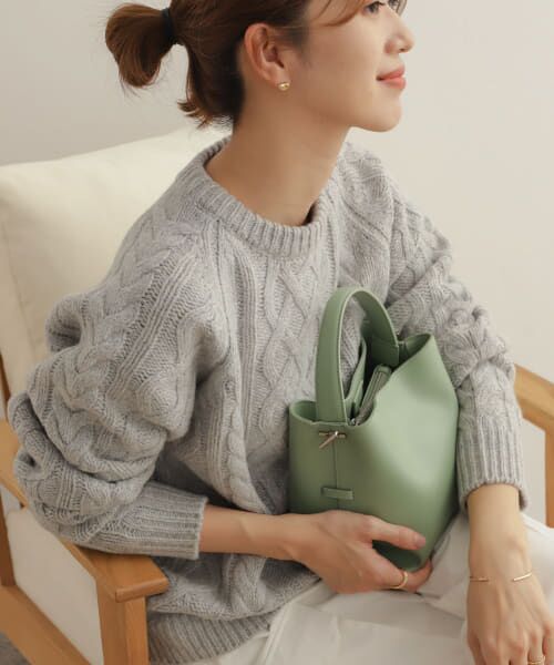 ＊＊URBAN RESEARCH DOORS / アーバンリサーチ ドアーズ ニット・セーター | ローゲージアラン柄プルオーバー（GRAY）