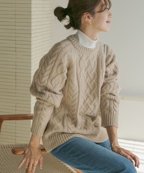 ＊＊URBAN RESEARCH DOORS / アーバンリサーチ ドアーズ ニット・セーター | ローゲージアラン柄プルオーバー（BEIGE）