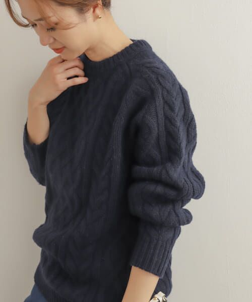 ＊＊URBAN RESEARCH DOORS / アーバンリサーチ ドアーズ ニット・セーター | ローゲージアラン柄プルオーバー（NAVY）