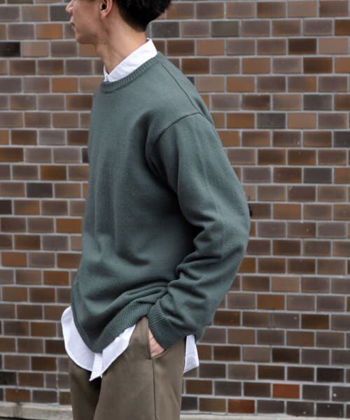 ＊＊URBAN RESEARCH DOORS / アーバンリサーチ ドアーズ ニット・セーター | FORK&SPOON　ウールアセテートクルーネックニット（STEELGRAY）