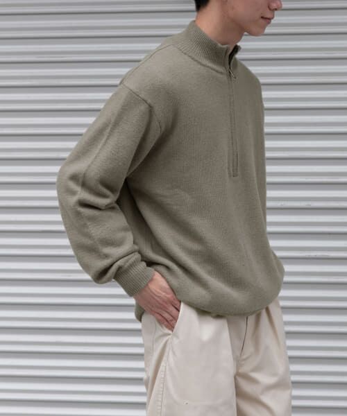 ＊＊URBAN RESEARCH DOORS / アーバンリサーチ ドアーズ ニット・セーター | FORK&SPOON　ハーフジップニット（GREIGE）