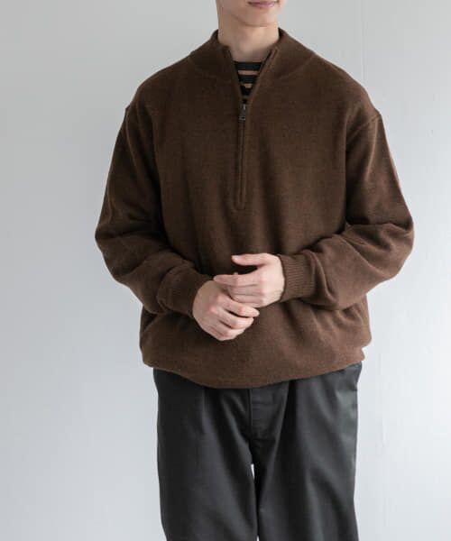 ＊＊URBAN RESEARCH DOORS / アーバンリサーチ ドアーズ ニット・セーター | FORK&SPOON　ハーフジップニット（TOP BROWN）