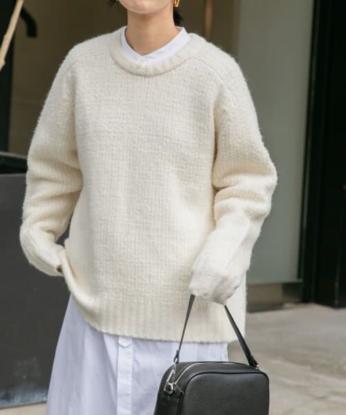 ＊＊URBAN RESEARCH DOORS / アーバンリサーチ ドアーズ ニット・セーター | FORK&SPOON　ストレッチヤーンクルーネックニット（OFF）