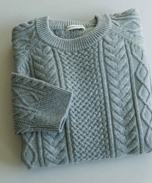 ＊＊URBAN RESEARCH DOORS / アーバンリサーチ ドアーズ ニット・セーター | アラン編みクルーネックニット（ASH）