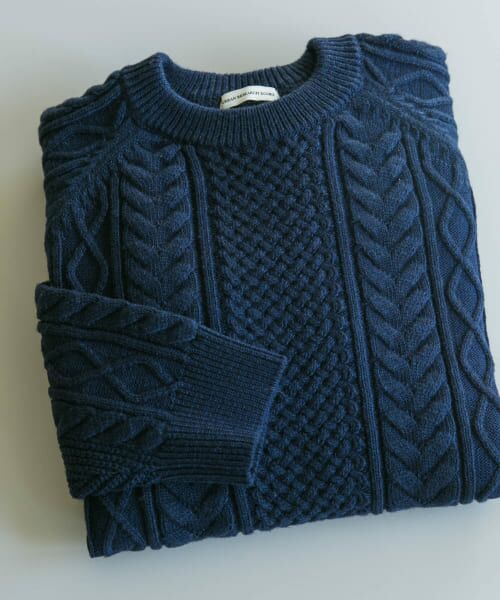 ＊＊URBAN RESEARCH DOORS / アーバンリサーチ ドアーズ ニット・セーター | アラン編みクルーネックニット（D.NAVY）