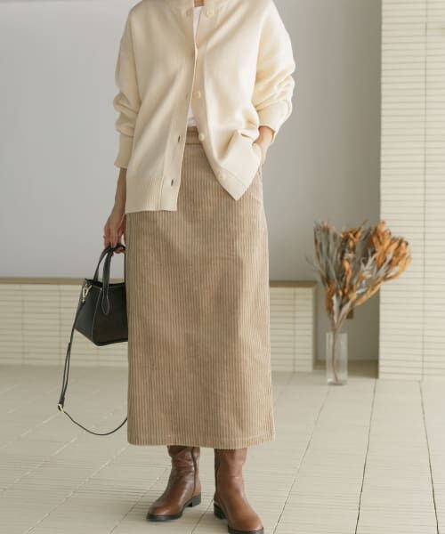＊＊URBAN RESEARCH DOORS / アーバンリサーチ ドアーズ スカート | コーデュロイストレートスカート（BEIGE）