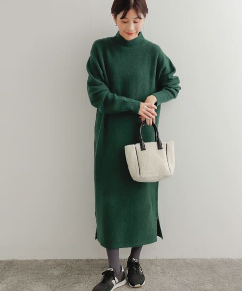 ＊＊URBAN RESEARCH DOORS / アーバンリサーチ ドアーズ ワンピース | ヘアリーKNITワンピース（GREEN）