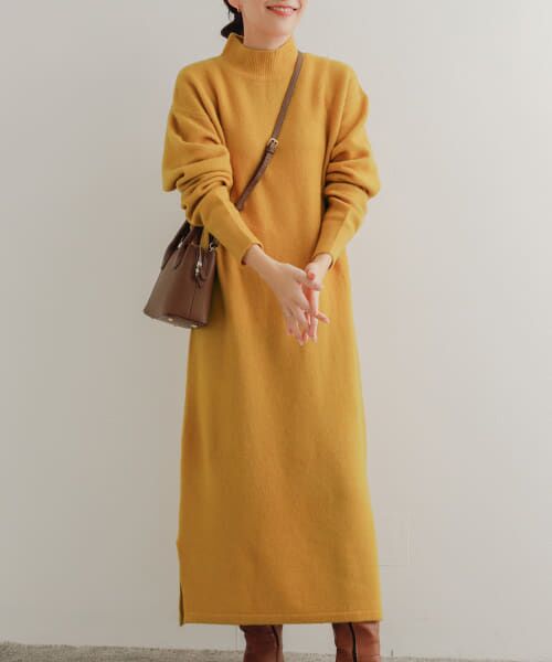 ＊＊URBAN RESEARCH DOORS / アーバンリサーチ ドアーズ ワンピース | ヘアリーKNITワンピース（YELLOW）