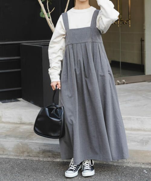 ＊＊URBAN RESEARCH DOORS / アーバンリサーチ ドアーズ ワンピース | FORK&SPOON　ウエストスイッチジャンパースカート（TOPGRAY）