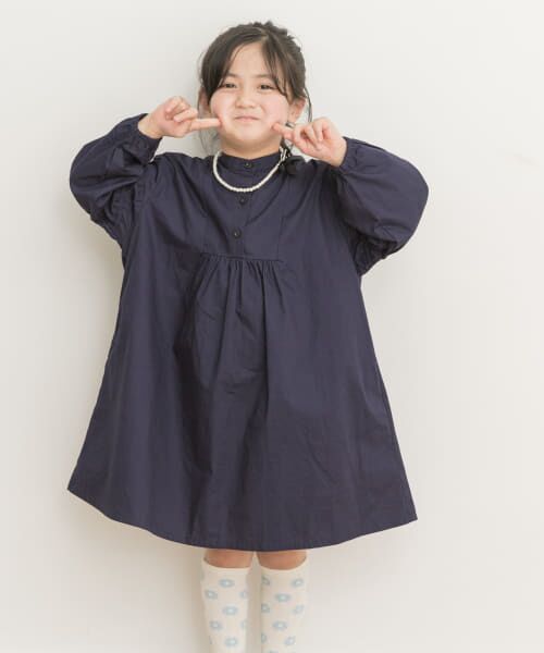 ＊＊URBAN RESEARCH DOORS / アーバンリサーチ ドアーズ ワンピース | 切替ギャザーAラインワンピース(KIDS)（NAVY）