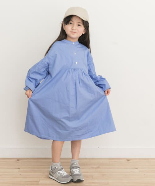 ＊＊URBAN RESEARCH DOORS / アーバンリサーチ ドアーズ ワンピース | 切替ギャザーAラインワンピース(KIDS)（BLUE）