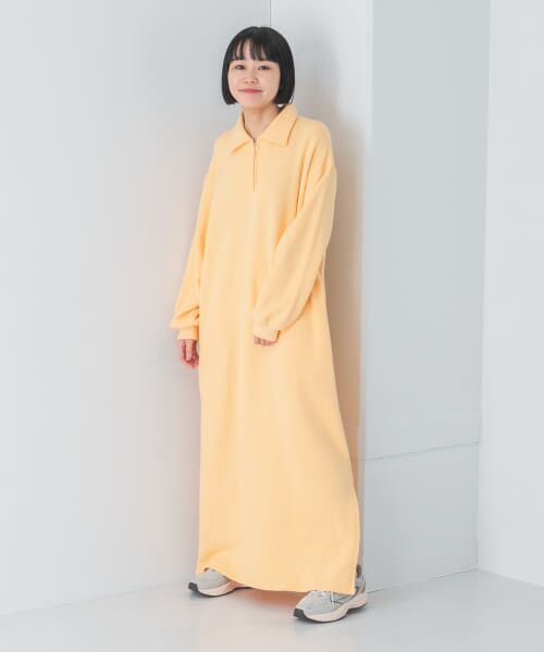 新品 日本製 フランス製生地 ピンクベージュ ワンピース サイズM セール】 スペックダンガリーパッチワークワンピース （ロング