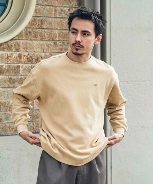 新品　別注　LACOSTE×DOORS　長袖Tシャツ　アイボリー　Lサイズ セール】 『別注』LACOSTE×DOORS thick pique crew long-sleeve