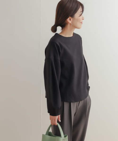 ＊＊URBAN RESEARCH DOORS / アーバンリサーチ ドアーズ Tシャツ | コットンポンチタックスリーブプルオーバー（BLACK）