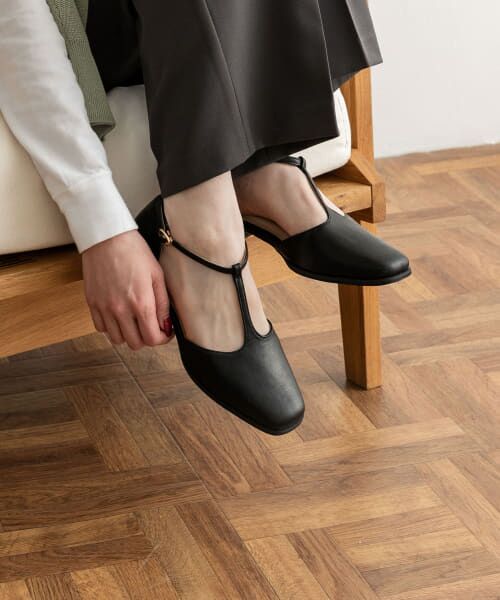 ＊＊URBAN RESEARCH DOORS / アーバンリサーチ ドアーズ パンプス | Tストラップパンプス（BLACK）