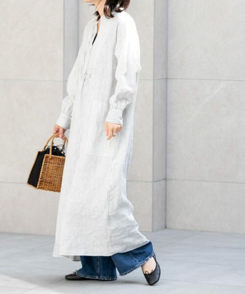 セール】 FORK&SPOON フレンチリネンヨーク切替ギャザーワンピース