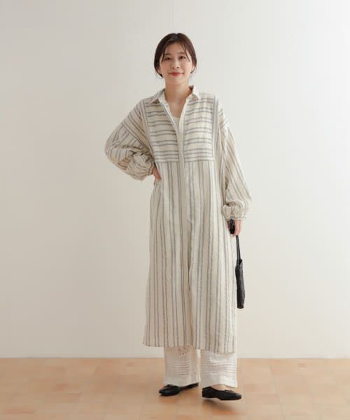 セール】 カラミストライプシャツワンピース （ワンピース