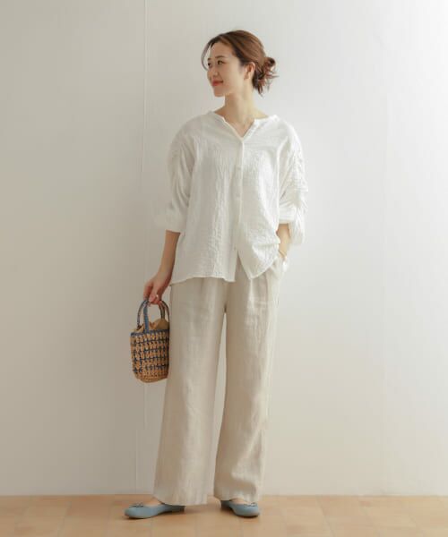 美品 ドゥロワー ギャザースリーブブラウス ホワイト Drawer D319 美品 ドゥロワー ギャザースリーブブラウス ホワイト Drawer D319