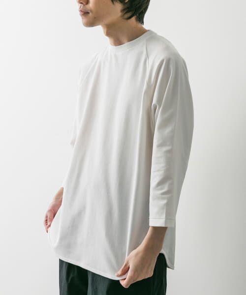 ＊＊URBAN RESEARCH DOORS / アーバンリサーチ ドアーズ Tシャツ | 『イージーケア』ポンチ8分袖フットボールTシャツ（WHITE）
