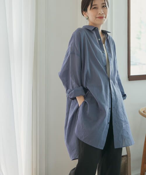 ＊＊URBAN RESEARCH DOORS / アーバンリサーチ ドアーズ シャツ・ブラウス | ラミーコットンビックシャツ（BLUE）