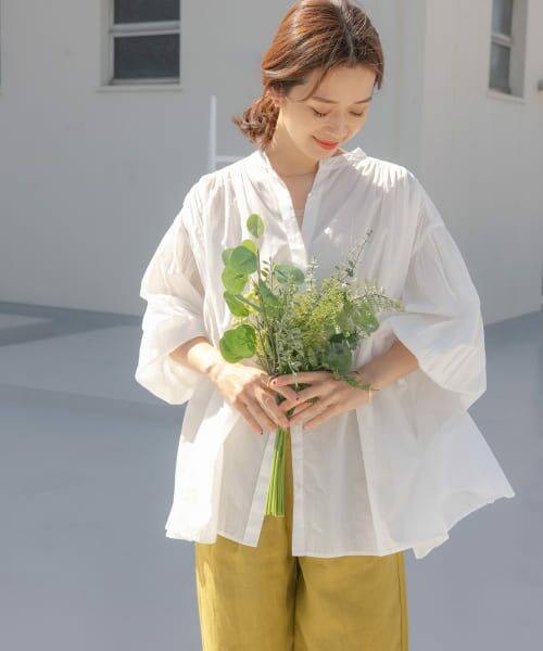 ＊＊URBAN RESEARCH DOORS / アーバンリサーチ ドアーズ シャツ・ブラウス | コットンボイルギャザーブラウス（OFF）