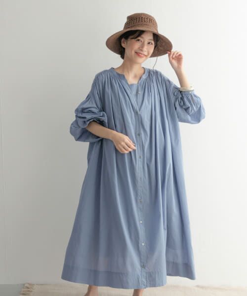 【美品】アーバンリサーチドアーズ コットンボイルギャザーワンピース ネイビー 美品 アーバンリサーチドアーズ コットンボイルギャザーマキシ