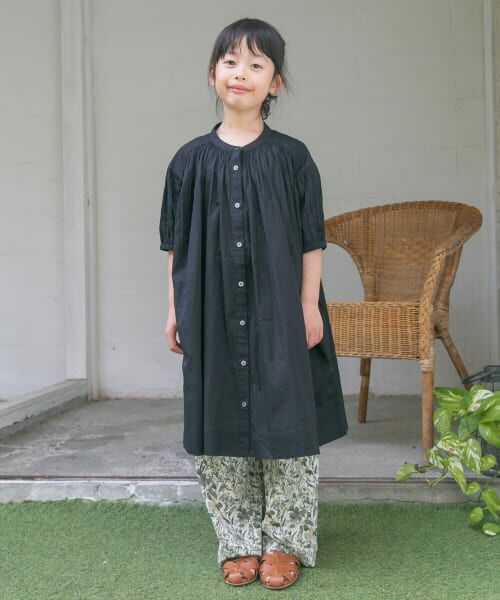 ＊＊URBAN RESEARCH DOORS / アーバンリサーチ ドアーズ ワンピース | 『親子リンク』コットンボイルギャザーワンピース(KIDS)（BLACK）