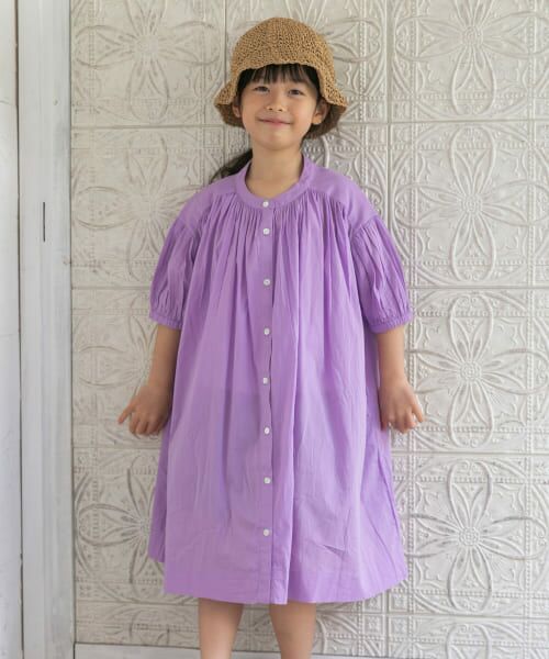 ＊＊URBAN RESEARCH DOORS / アーバンリサーチ ドアーズ ワンピース | 『親子リンク』コットンボイルギャザーワンピース(KIDS)（PURPLE）