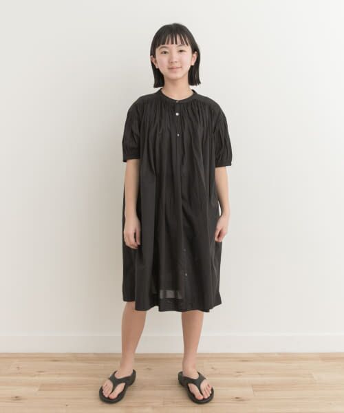 ＊＊URBAN RESEARCH DOORS / アーバンリサーチ ドアーズ ワンピース | 『親子リンク』コットンボイルギャザーワンピース(KIDS)（BLACK）