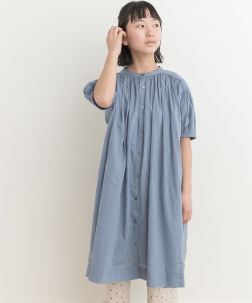 ＊＊URBAN RESEARCH DOORS / アーバンリサーチ ドアーズ ワンピース | 『親子リンク』コットンボイルギャザーワンピース(KIDS)（BLUE）