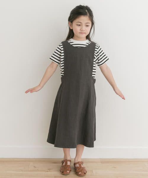 ＊＊URBAN RESEARCH DOORS / アーバンリサーチ ドアーズ ワンピース | 『親子リンク』リネンレーヨンジャンパースカート(KIDS)（INK BLK）